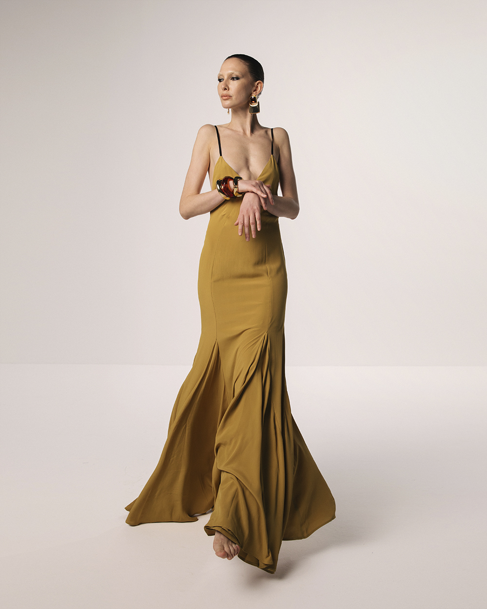 Heart Slip Dress Senape — prikaz 3